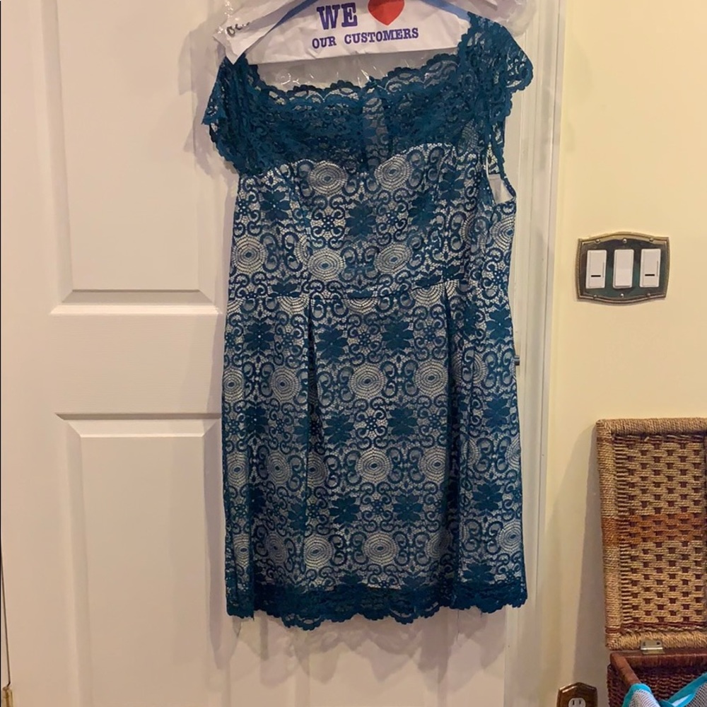 Turquoise and White Plus Size Dress